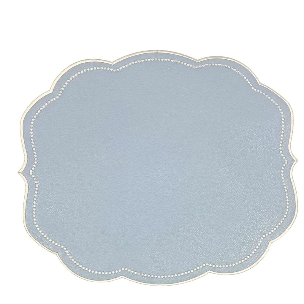 VELOUR LIGHT BLUE FAUX LEATHER PLACEMAT (Set Of 4)