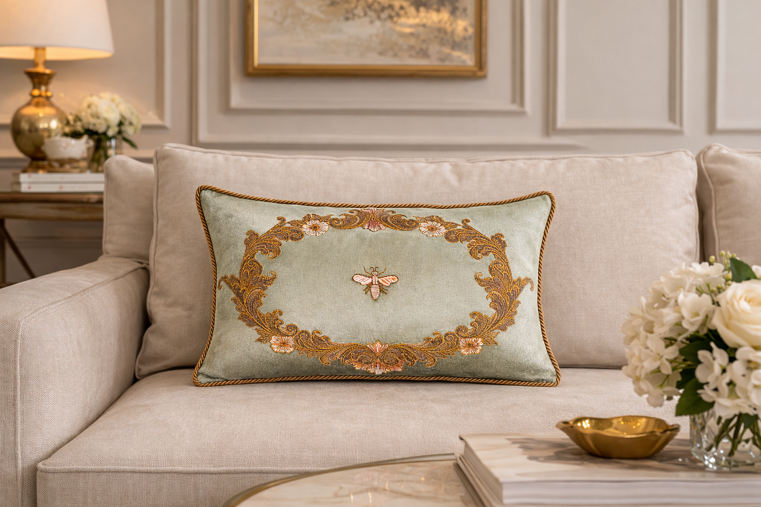 Venice Silk Velvet Throw Pillow Cover, 12 x 20