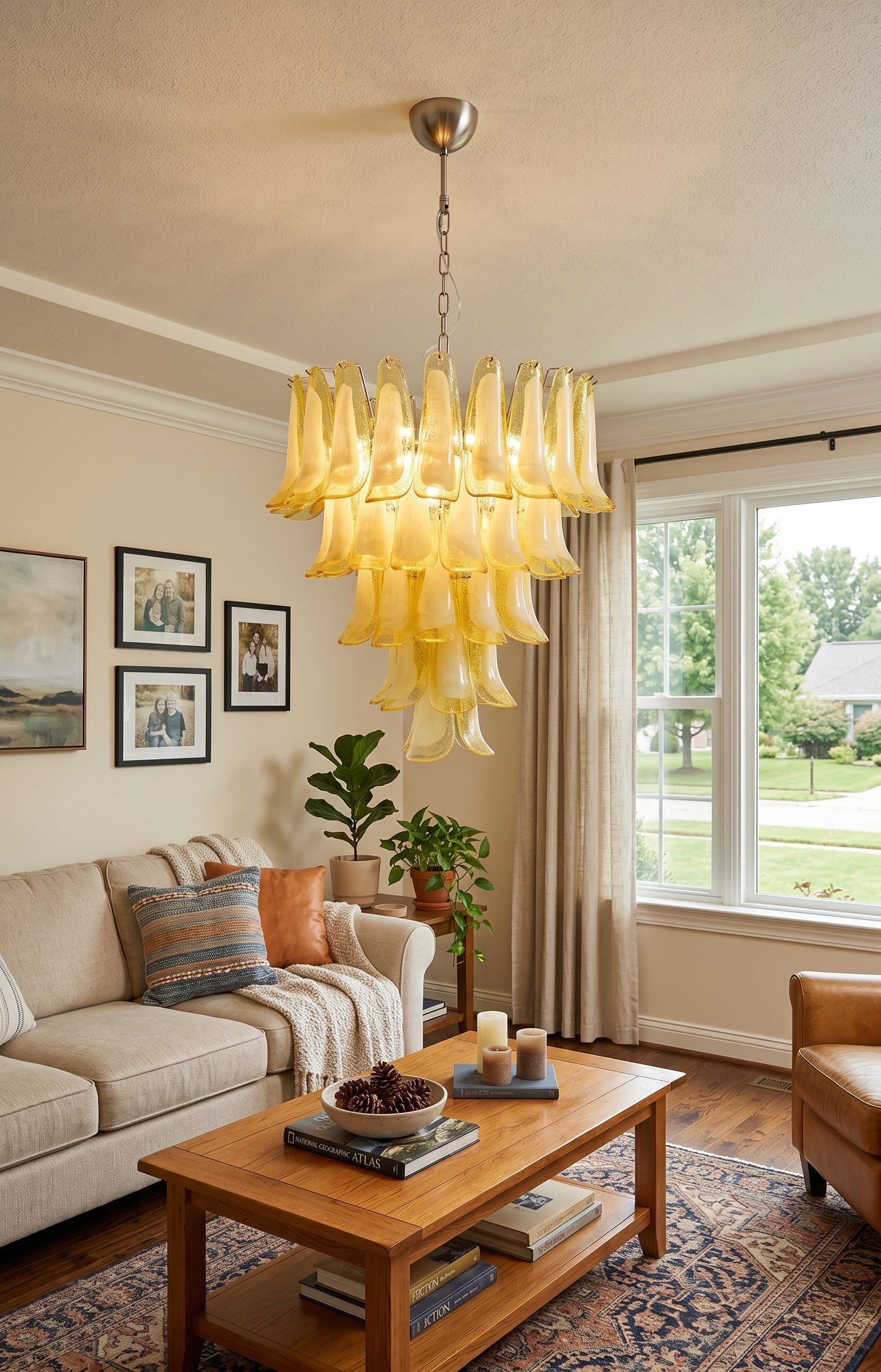 Vintage Caramel Murano Glass Petals Chandelier