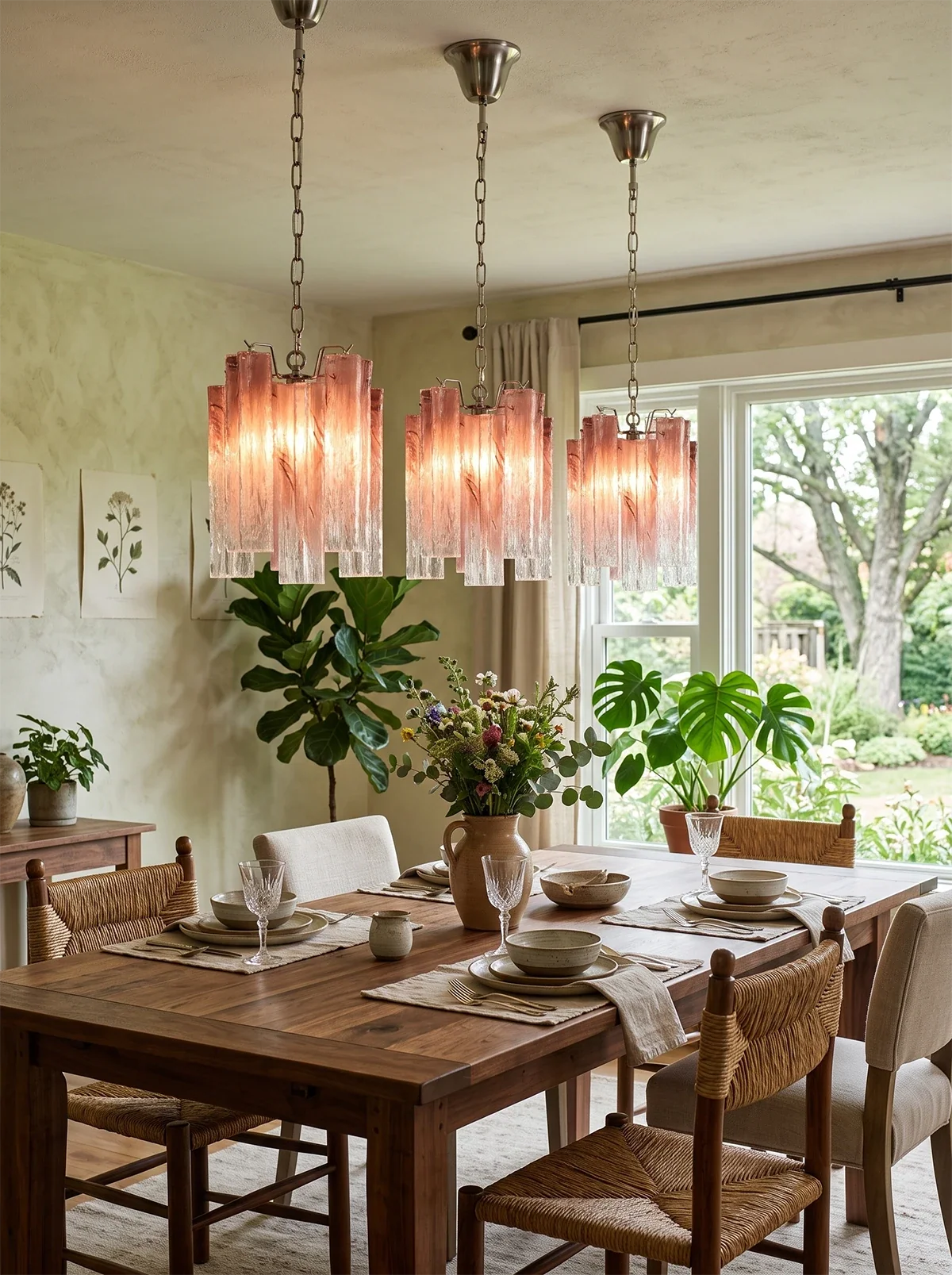 Vintage Murano Glass Chandelier — Gradient Red