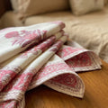 Hand Block Printed Cotton Magenta & Cream 13 Pieces Table Linen Set