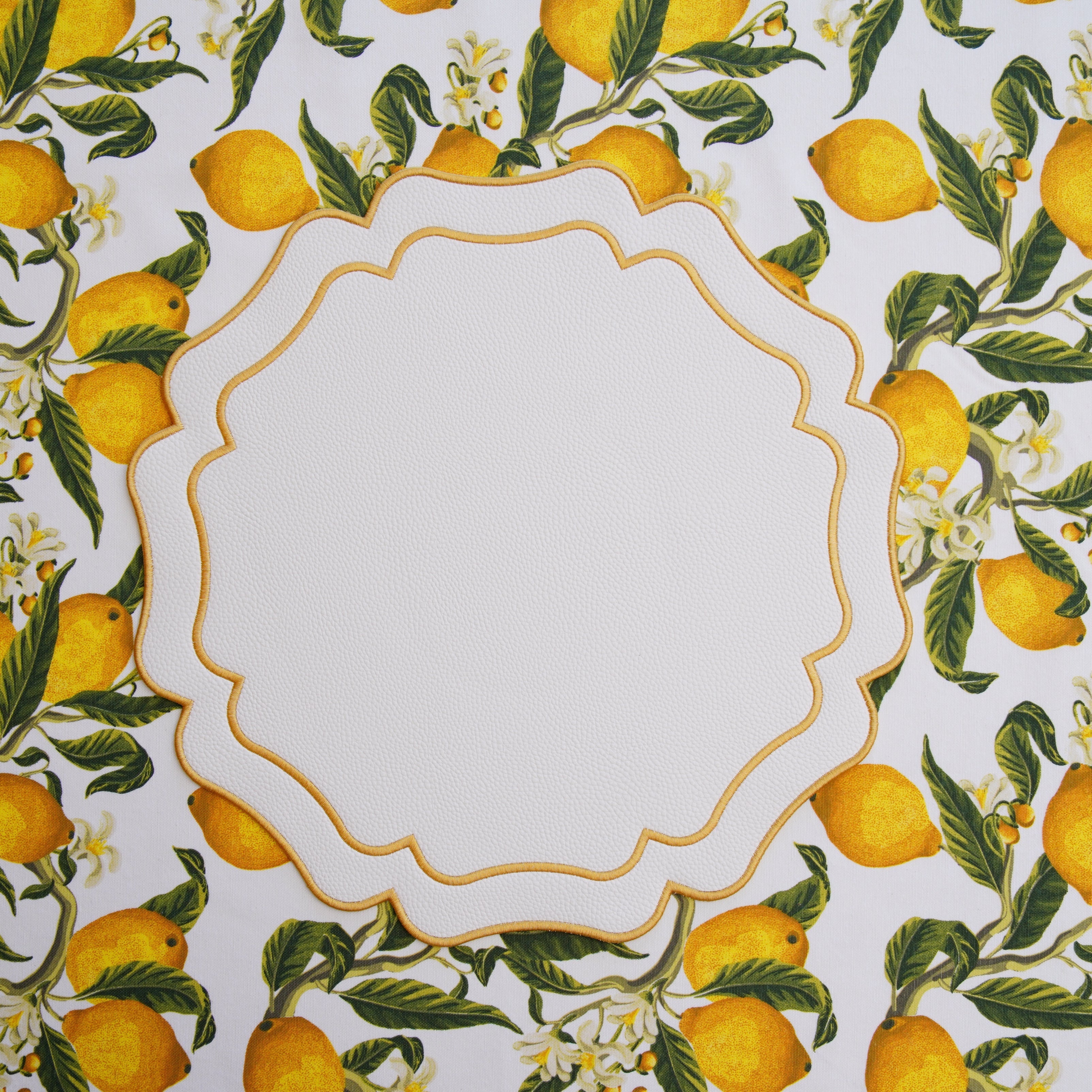 VISTA IVORY WAVY FAUX LEATHER PLACEMAT (Set Of 4)