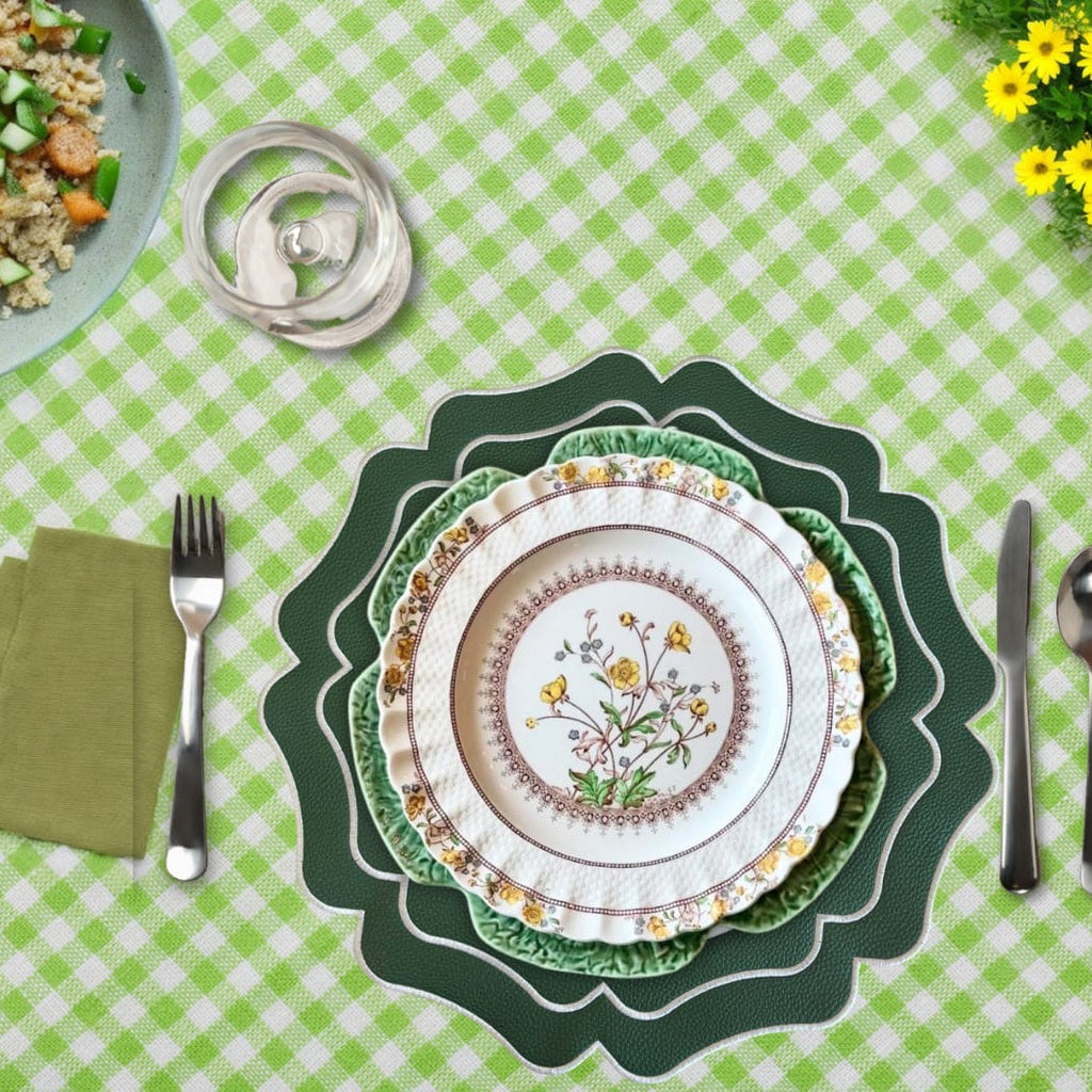 VISTA GREEN WAVY FAUX LEATHER PLACEMAT (Set Of 4)