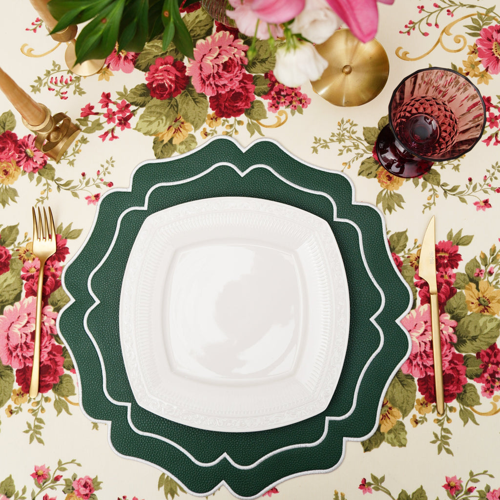 VISTA GREEN WAVY FAUX LEATHER PLACEMAT (Set Of 4)