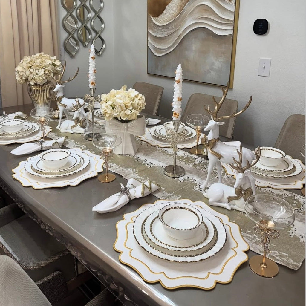 VISTA IVORY WAVY FAUX LEATHER PLACEMAT (Set Of 4)