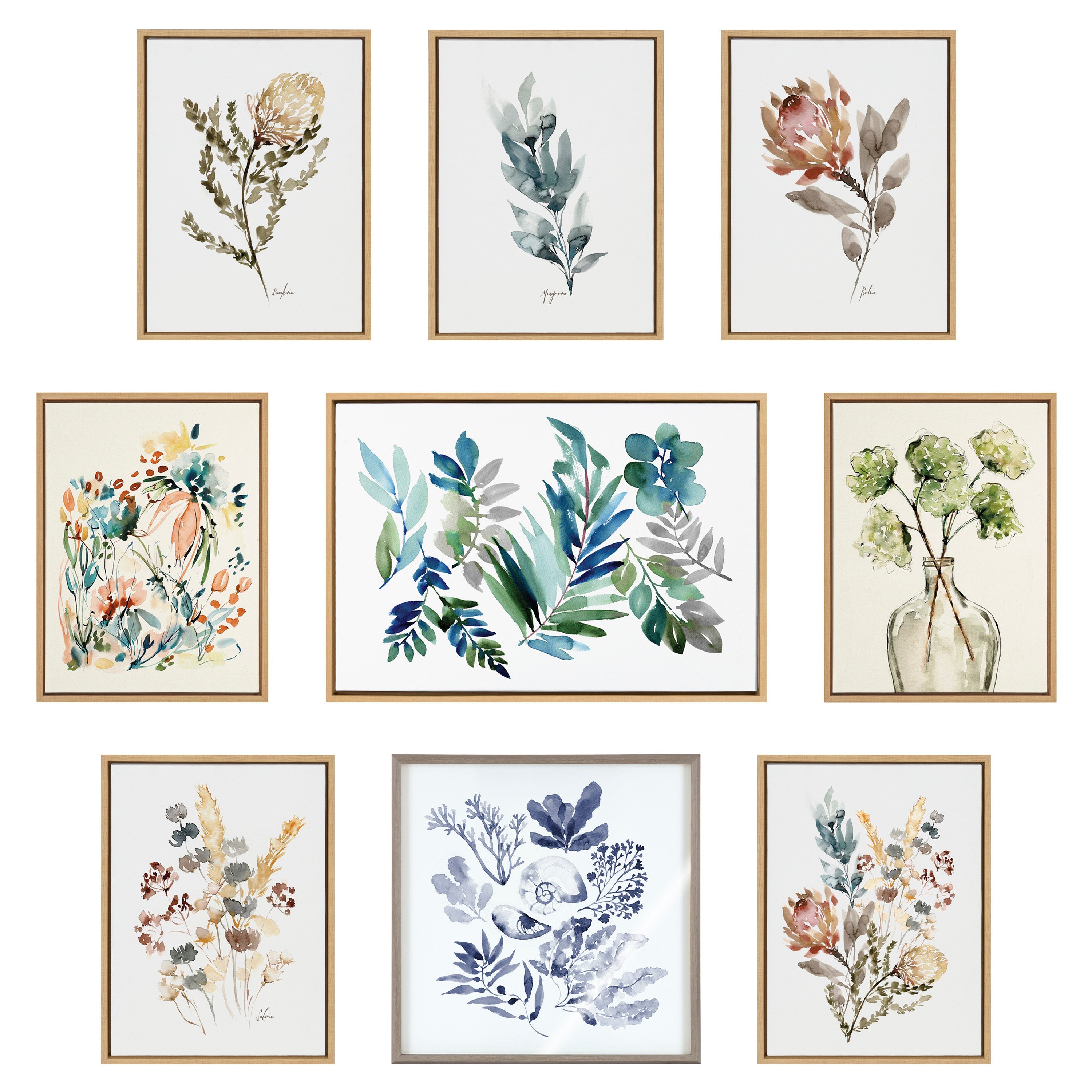 Sylvie Wild Banksia Wild Salvia and Wild King Protea Framed Canvas by Sara Berrenson