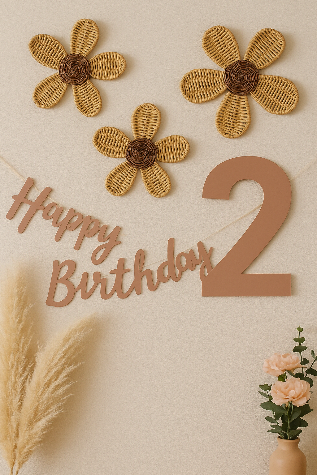 Natural Rattan Daisy Wall Decor