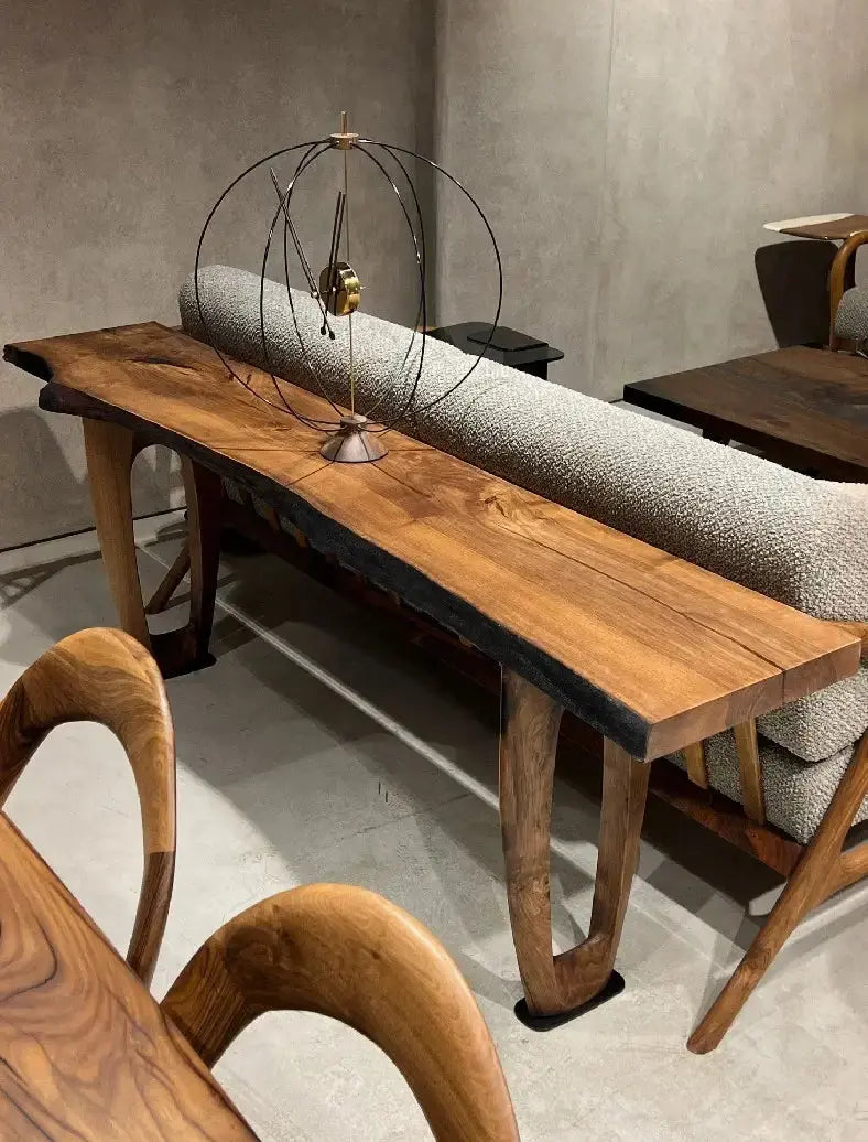Solid Walnut Sculptural Console Table