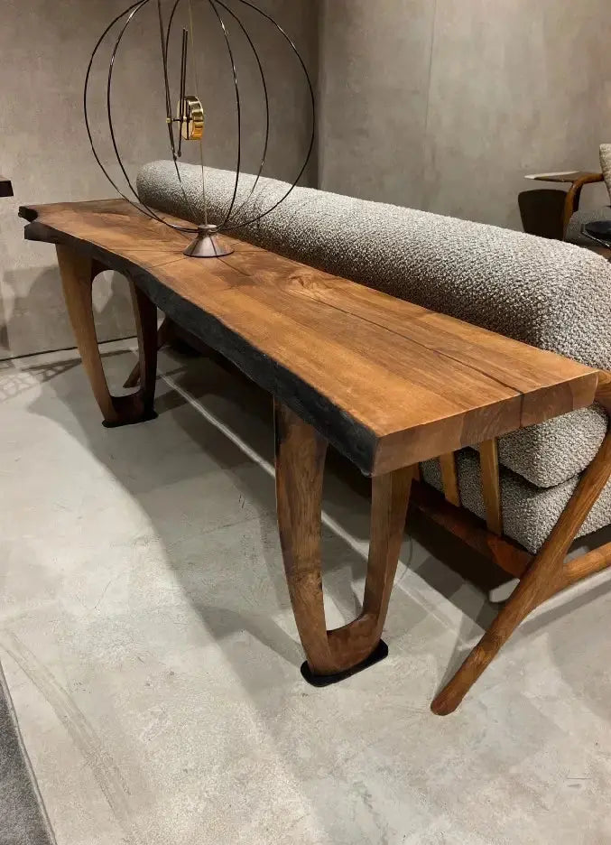Solid Walnut Sculptural Console Table