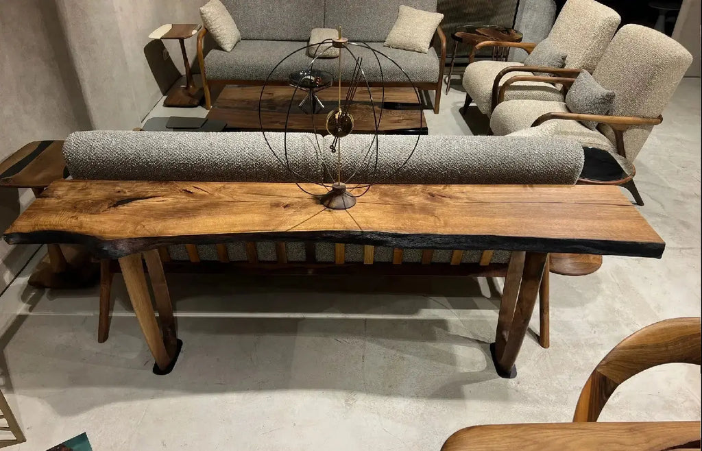 Solid Walnut Sculptural Console Table