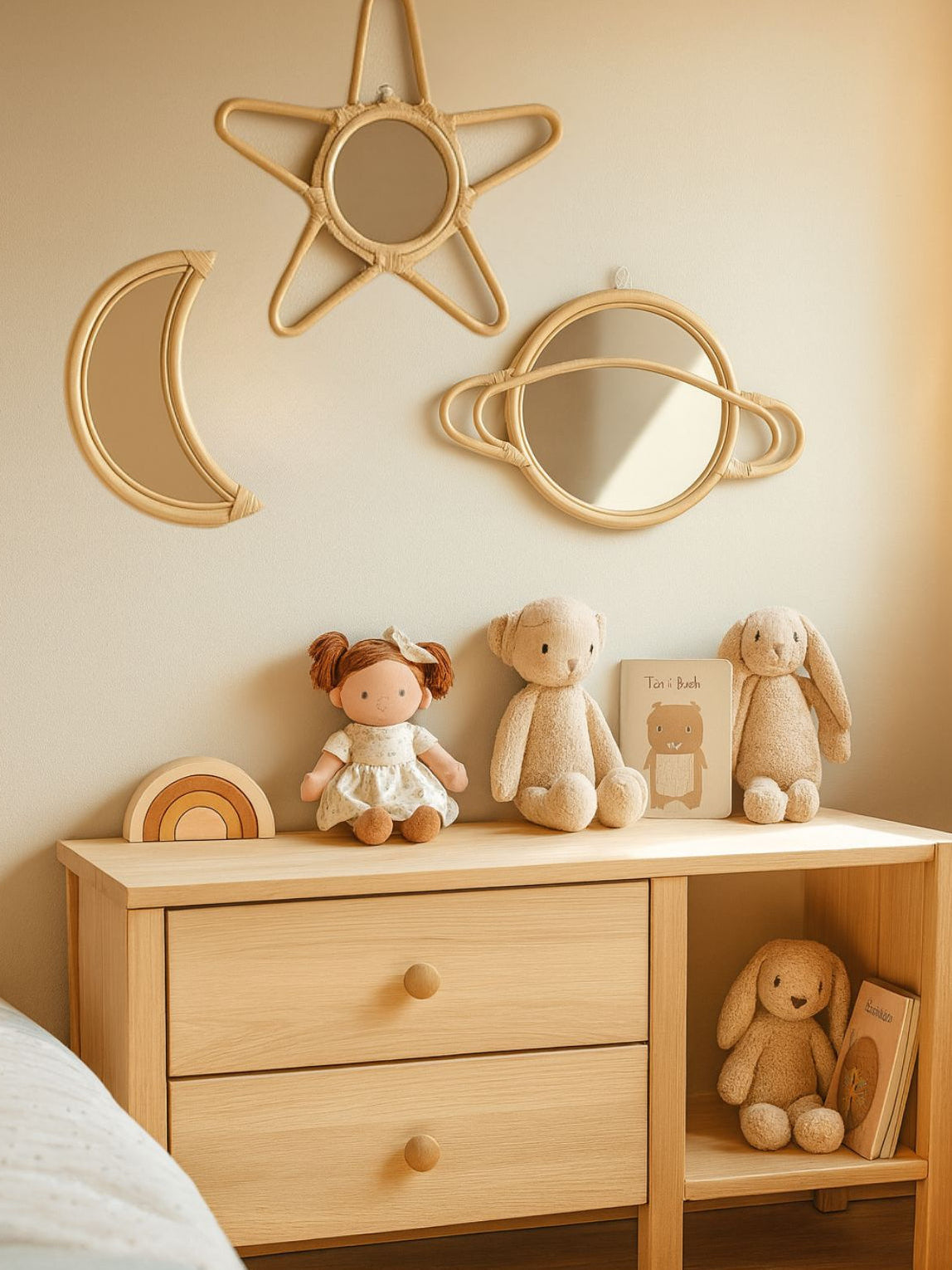 Natural Rattan Moon Wall Mirror
