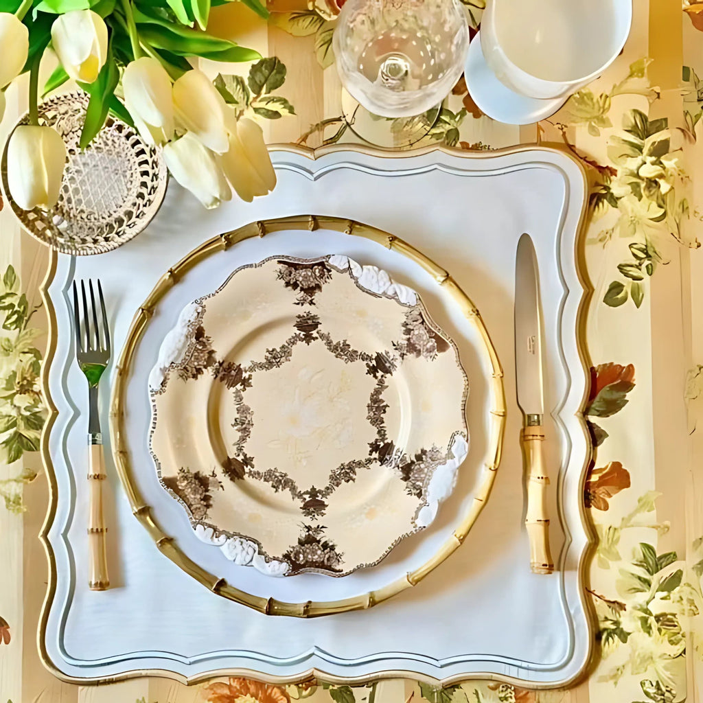 SHIMMER IVORY GOLD SILVER FABRIC PLACEMAT (Set Of 4)