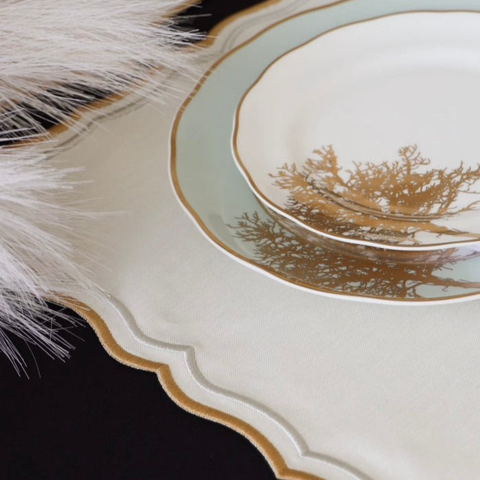 SHIMMER IVORY GOLD SILVER FABRIC PLACEMAT (Set Of 4)