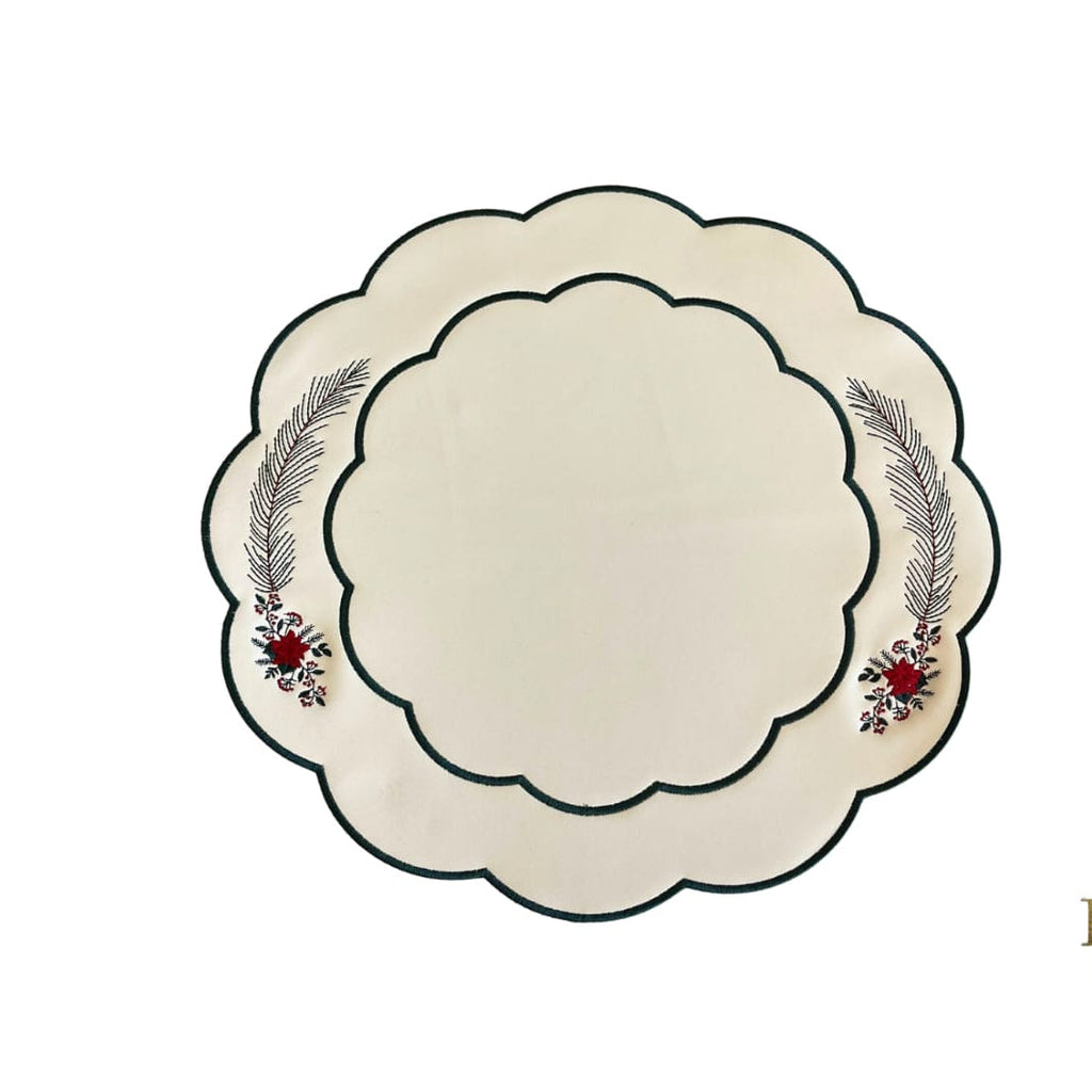 ZENITH WHITE POINSETTIA FAUX LEATHER PLACEMAT (Set Of 4)