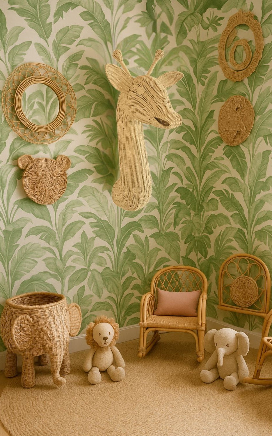 Natural & White Rattan Giraffe Wall Decor