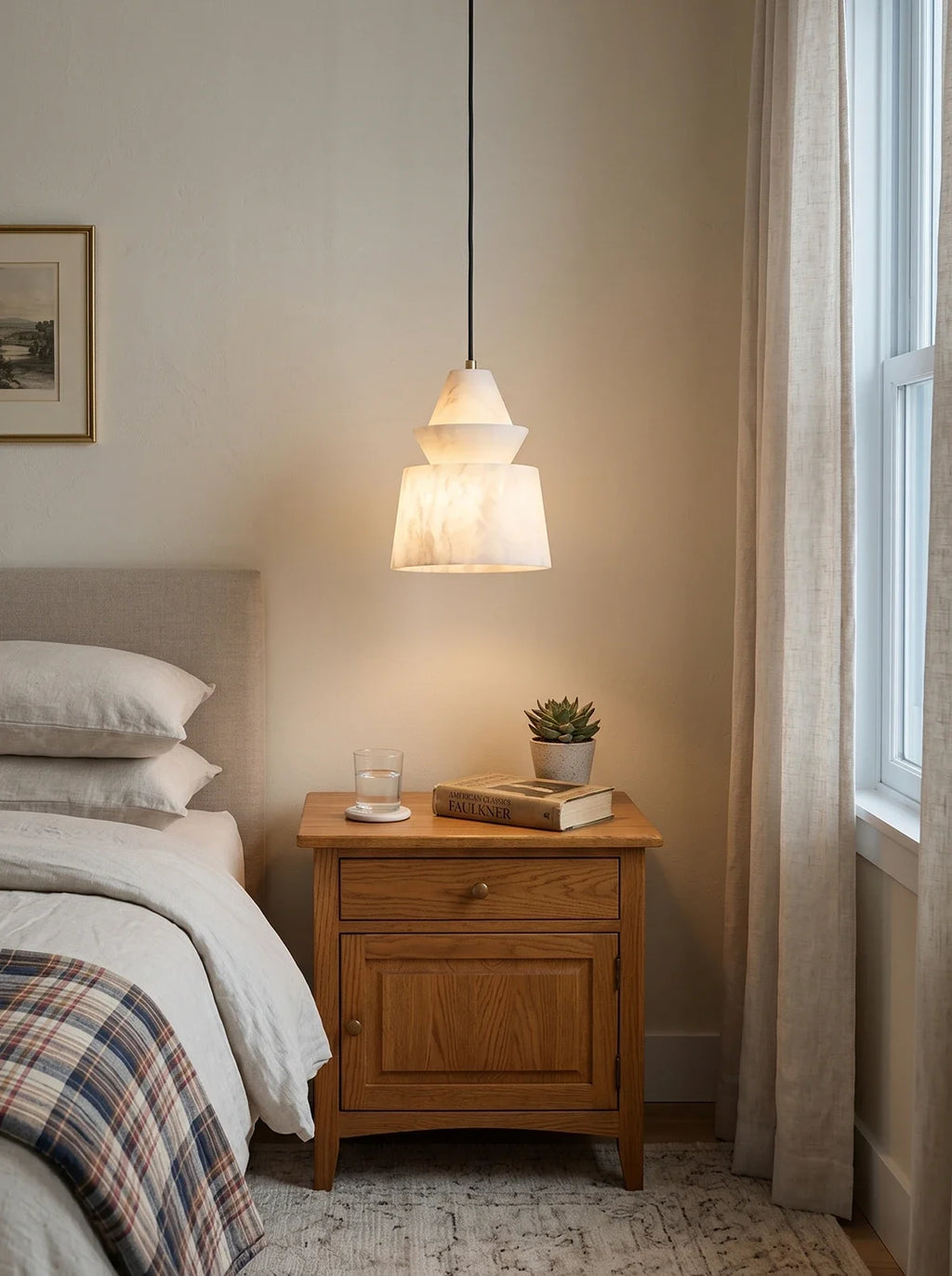 White Alabaster Pendant Light