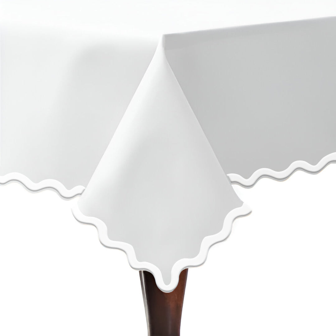 Applique Scalloped Embroidery Cotton Table Cloth