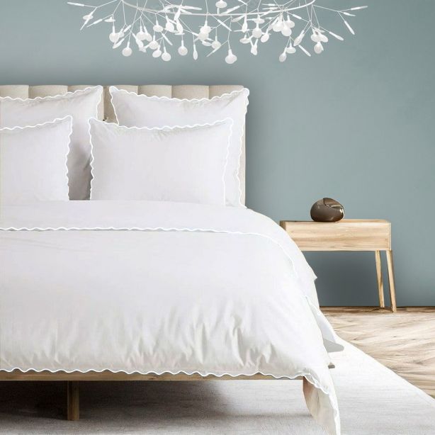 400TC Cotton Sateen Scallop-Embroidery Duvet Cover Set