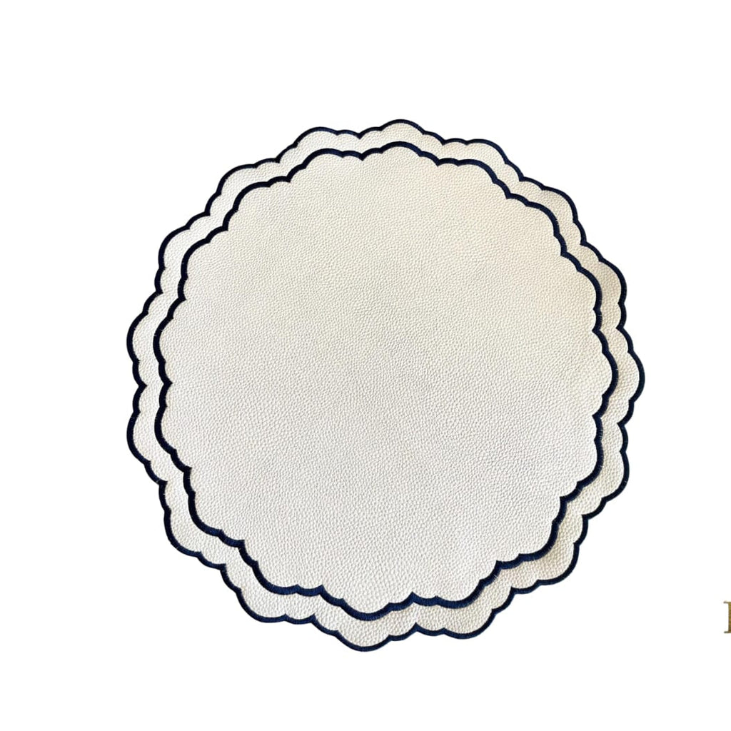 SCARLET WHITE & NAVY BLUE FAUX LEATHER PLACEMAT (Set Of 4)