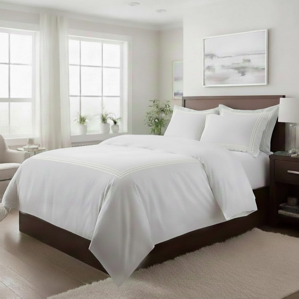 500TC Cotton Sateen Triple-Embroidery Duvet Cover Set