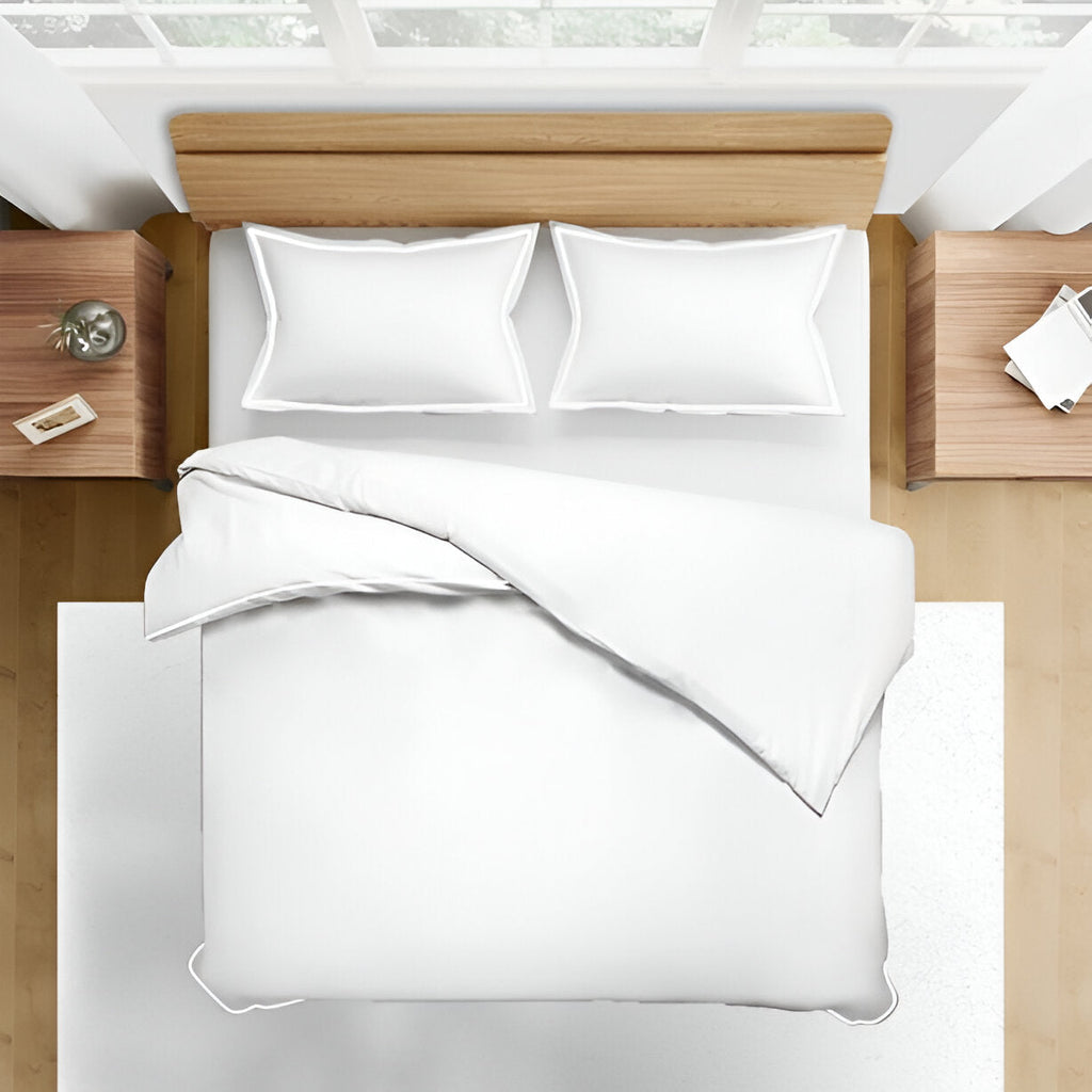 400TC Embroidery Cotton Sateen Solid Duvet Cover Set