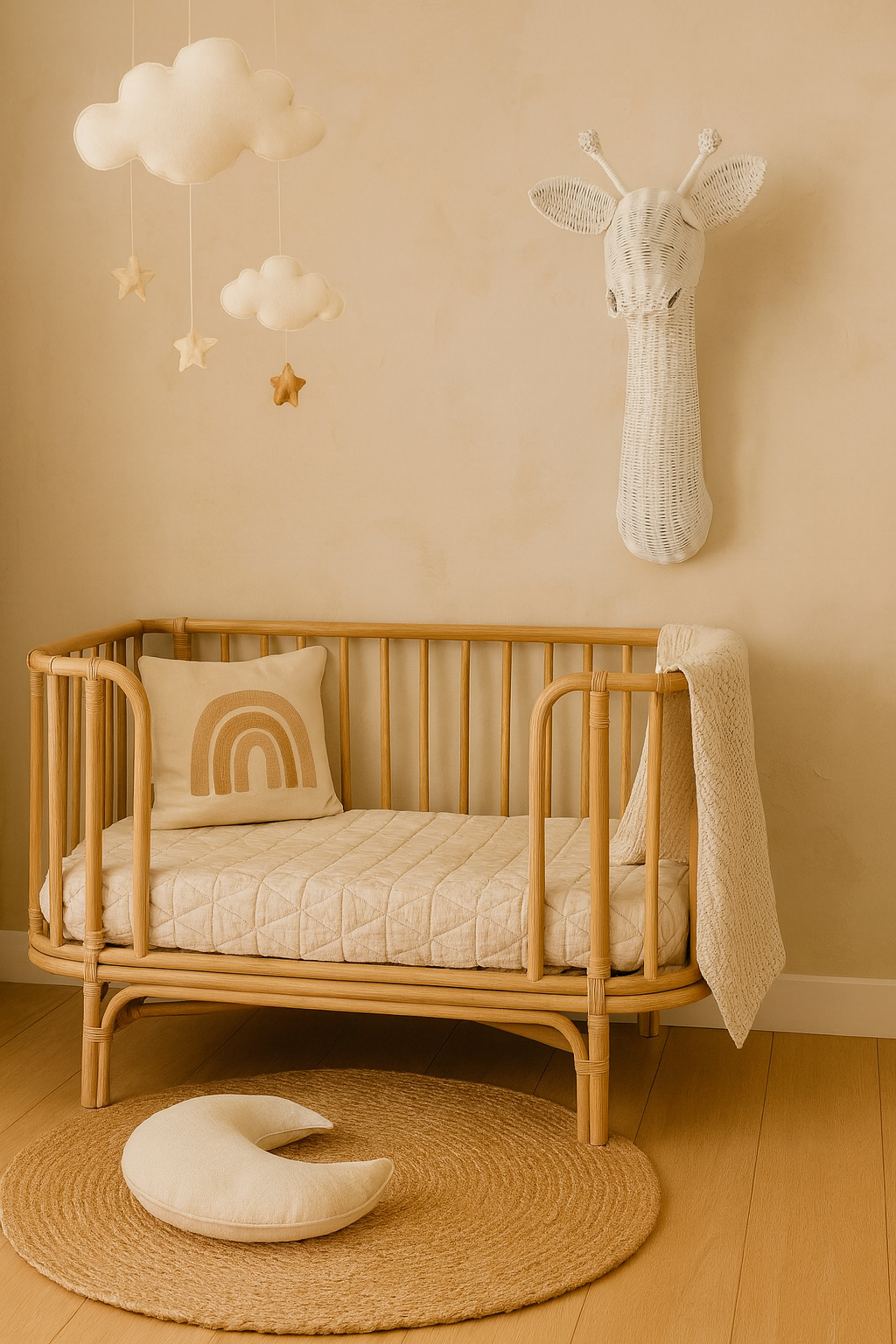 Natural & White Rattan Giraffe Wall Decor