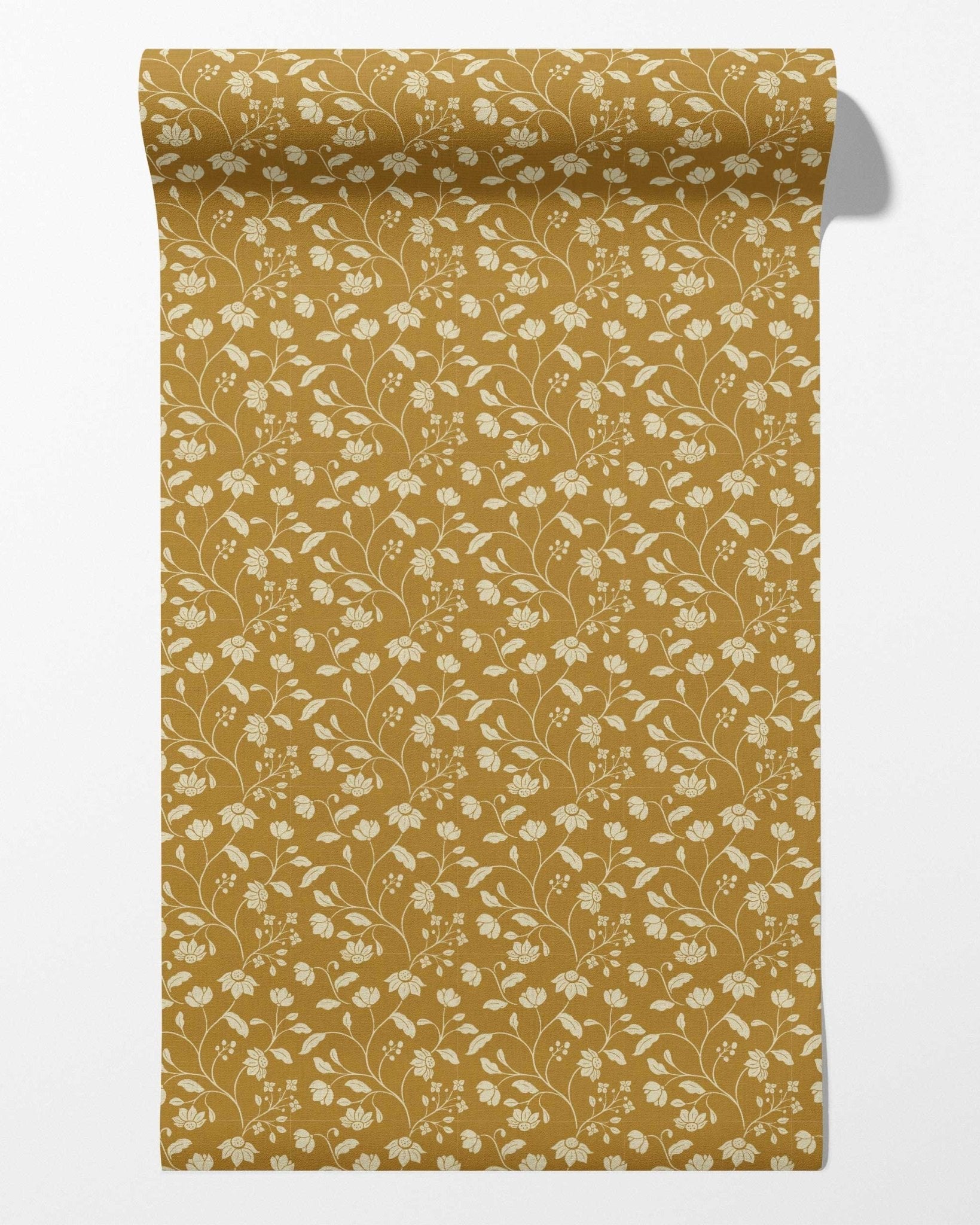 Wild Geranium Wallpaper in Mustard Fern