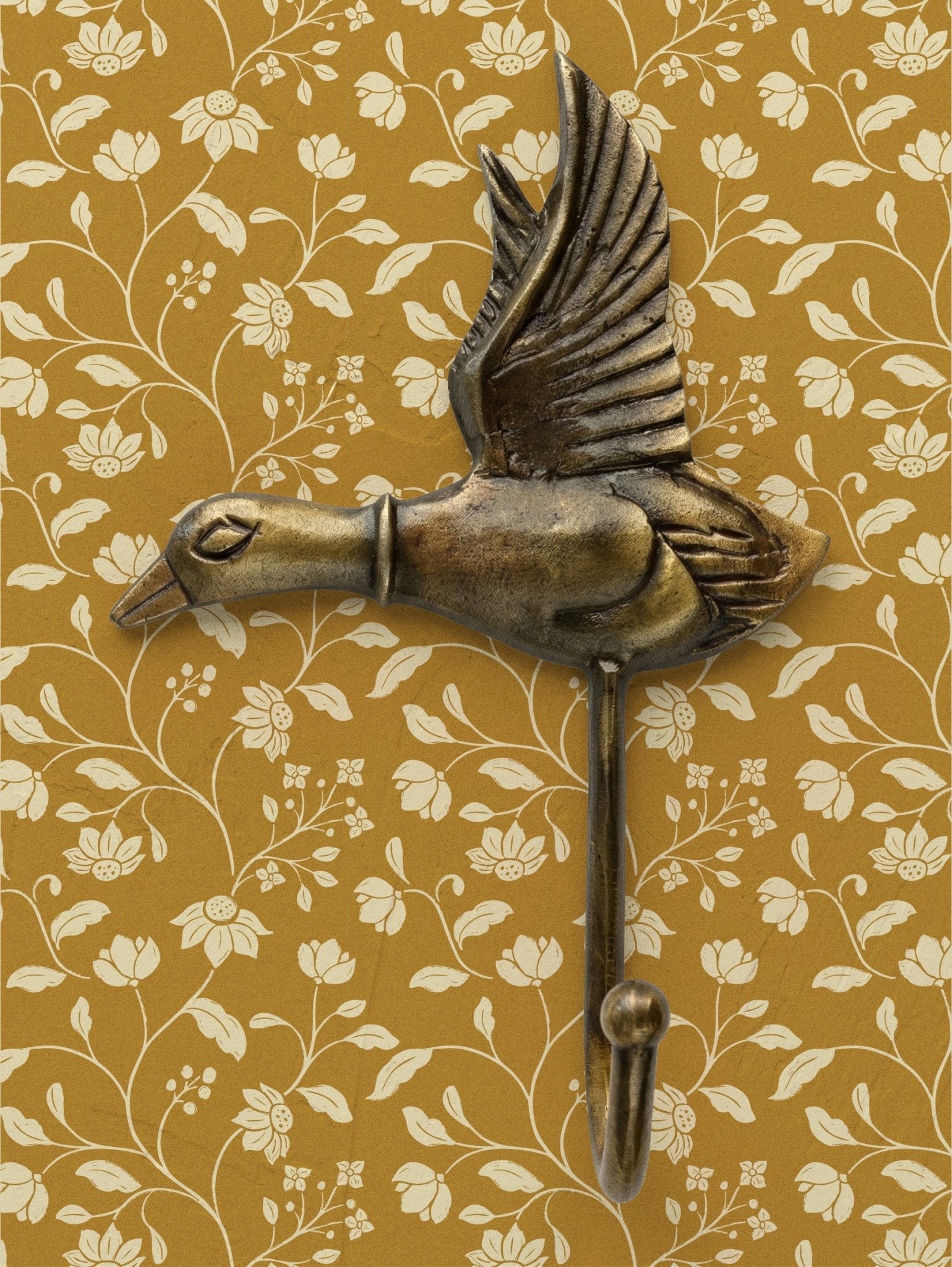 Wild Geranium Wallpaper in Mustard Fern