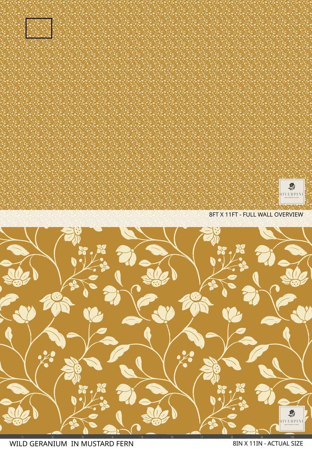 Wild Geranium Wallpaper in Mustard Fern