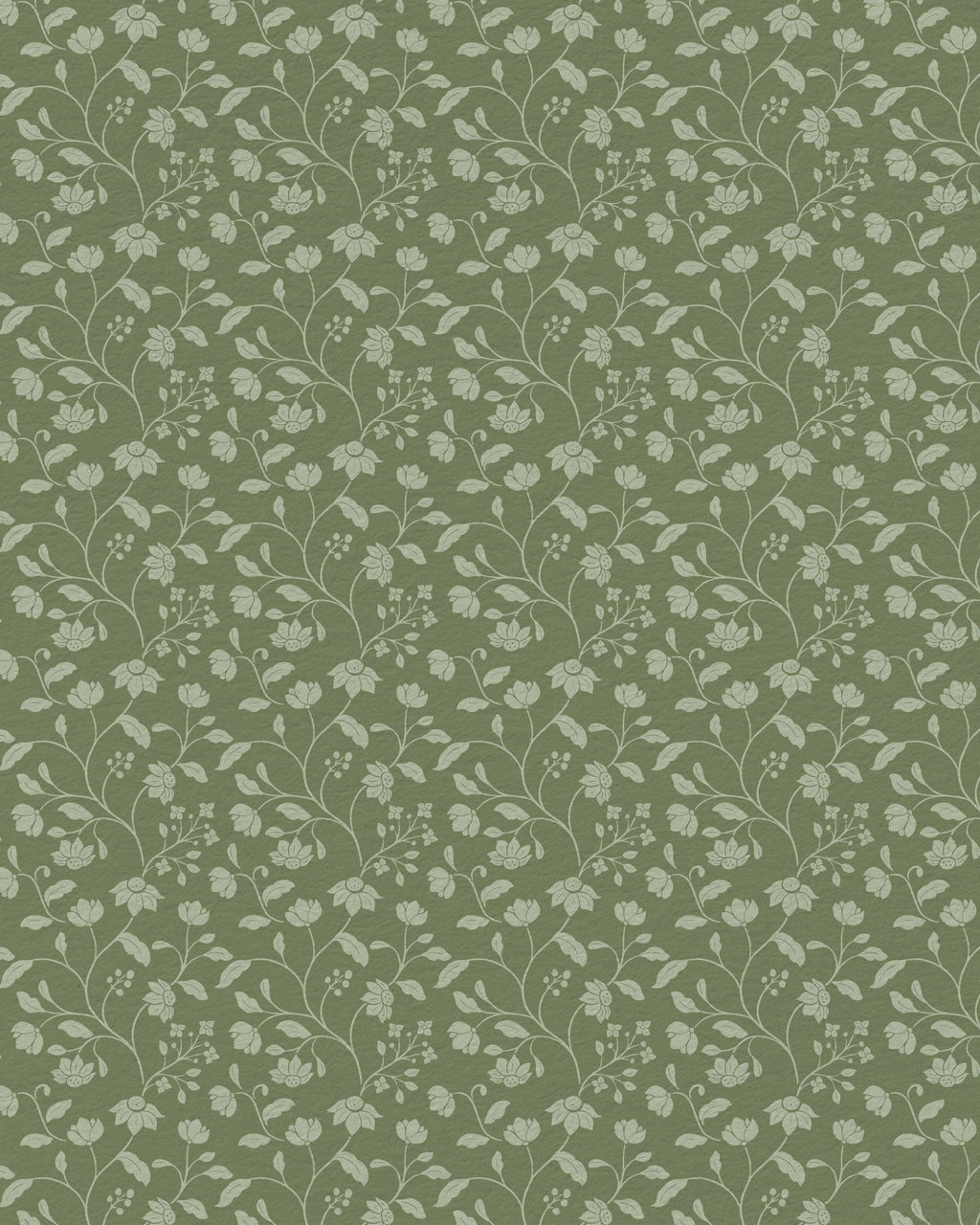 Wild Geranium Wallpaper in Rustic Olive