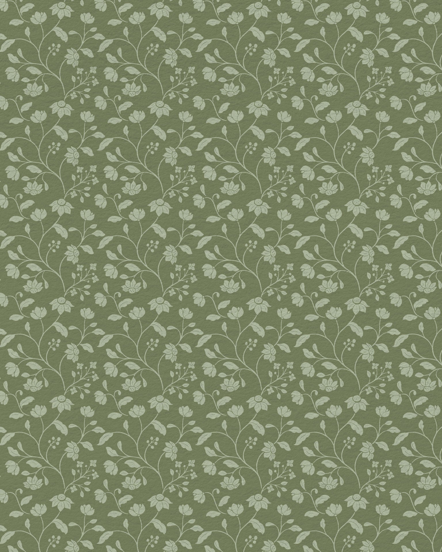 Wild Geranium Wallpaper in Rustic Olive