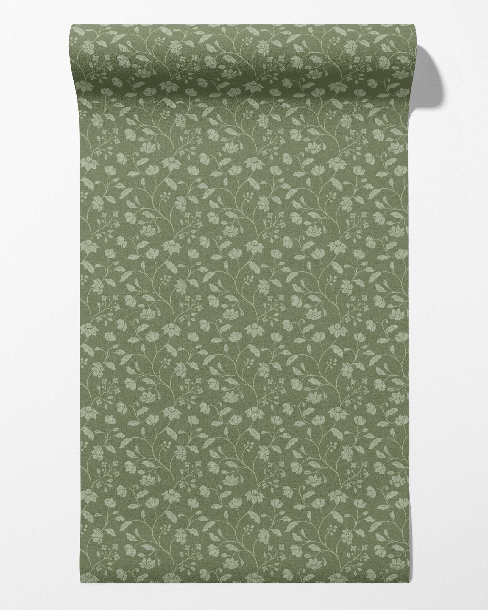 Wild Geranium Wallpaper in Rustic Olive