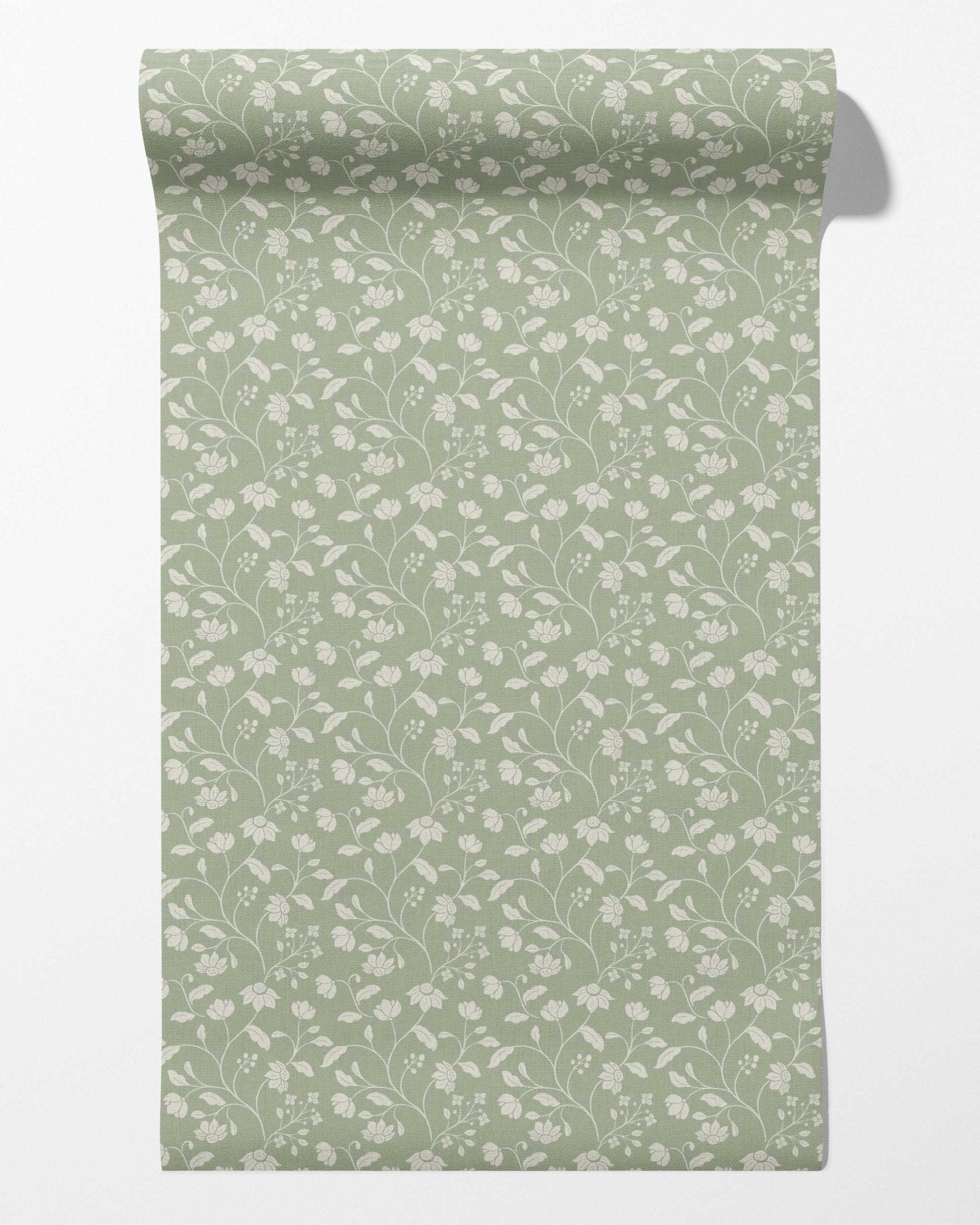 Wild Geranium Wallpaper in Soft Sage