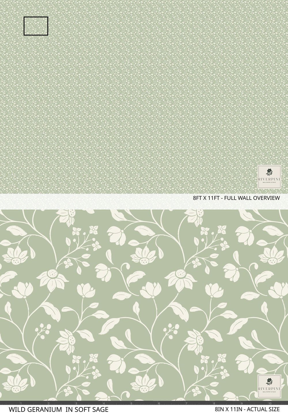 Wild Geranium Wallpaper in Soft Sage