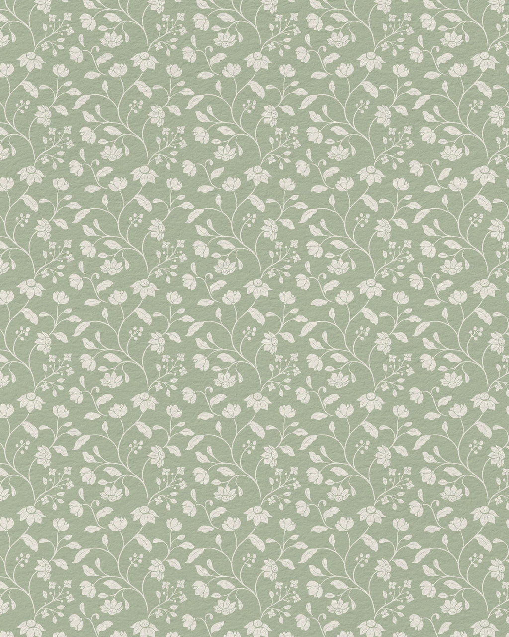 Wild Geranium Wallpaper in Soft Sage