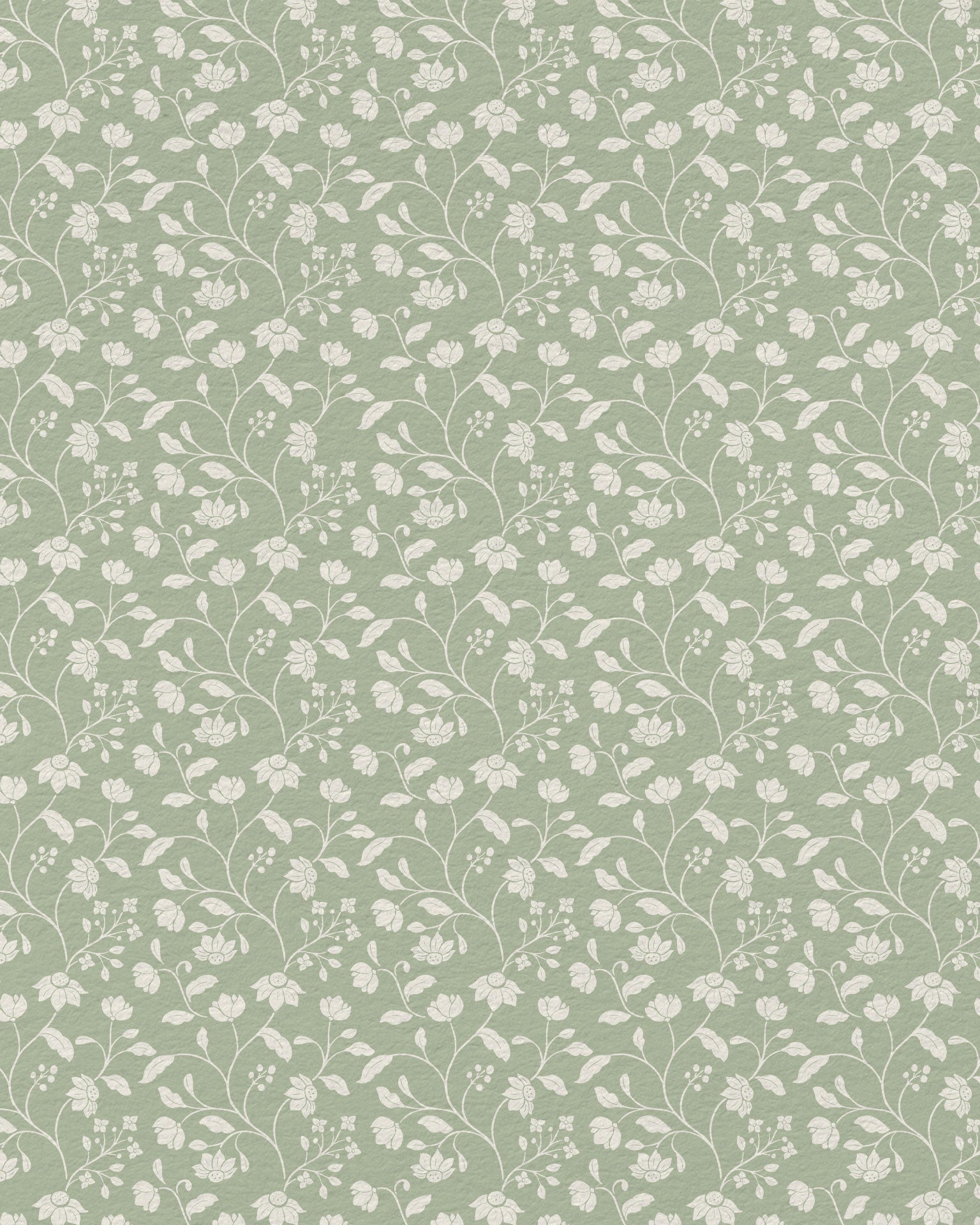 Wild Geranium Wallpaper in Soft Sage