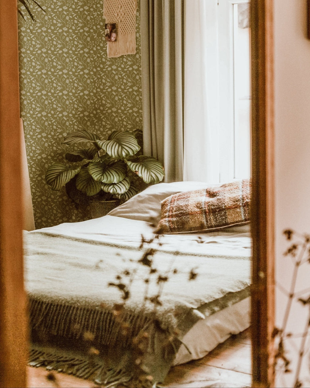 Wild Geranium Wallpaper in Soft Sage