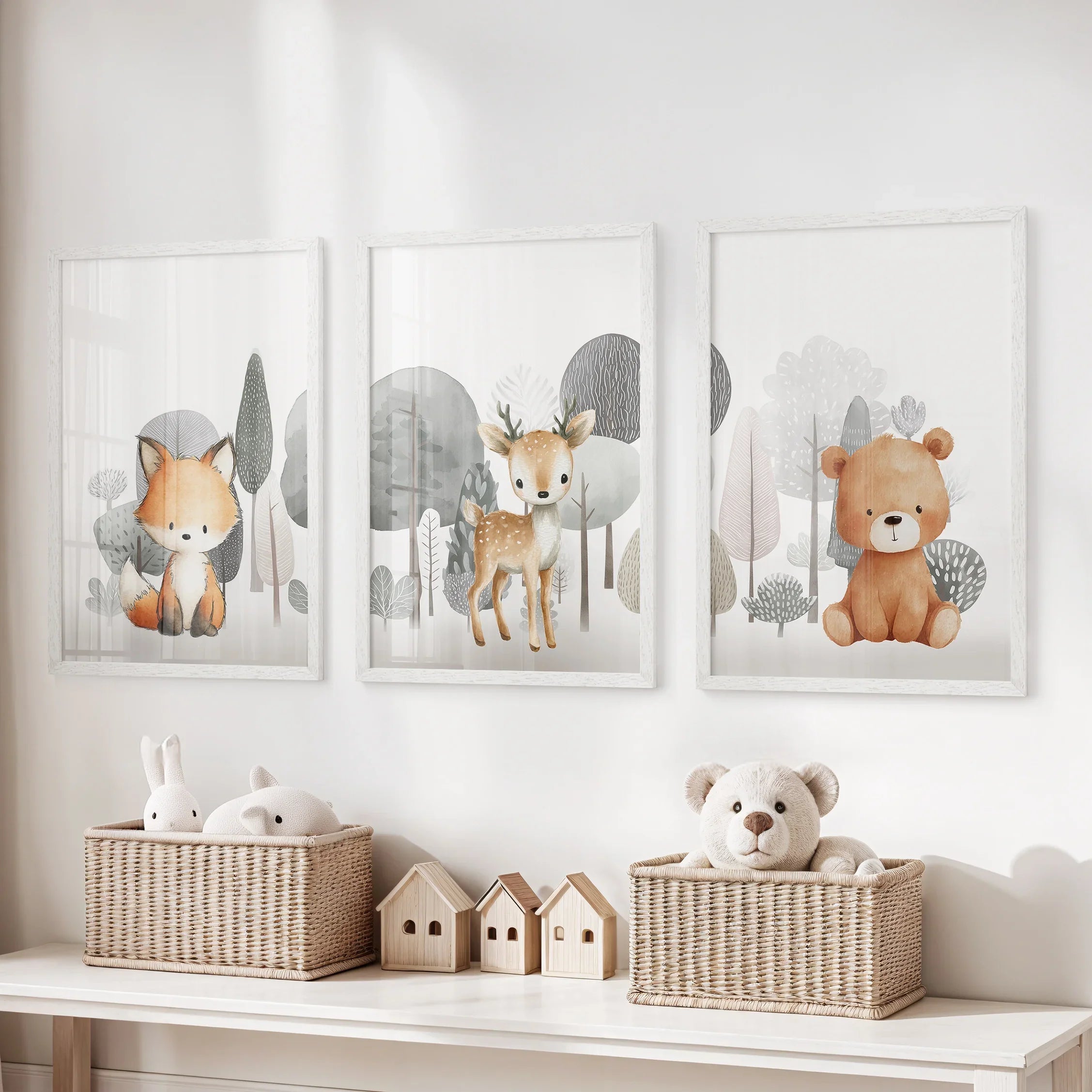 Woodland Animal Nursery Wall Art Set