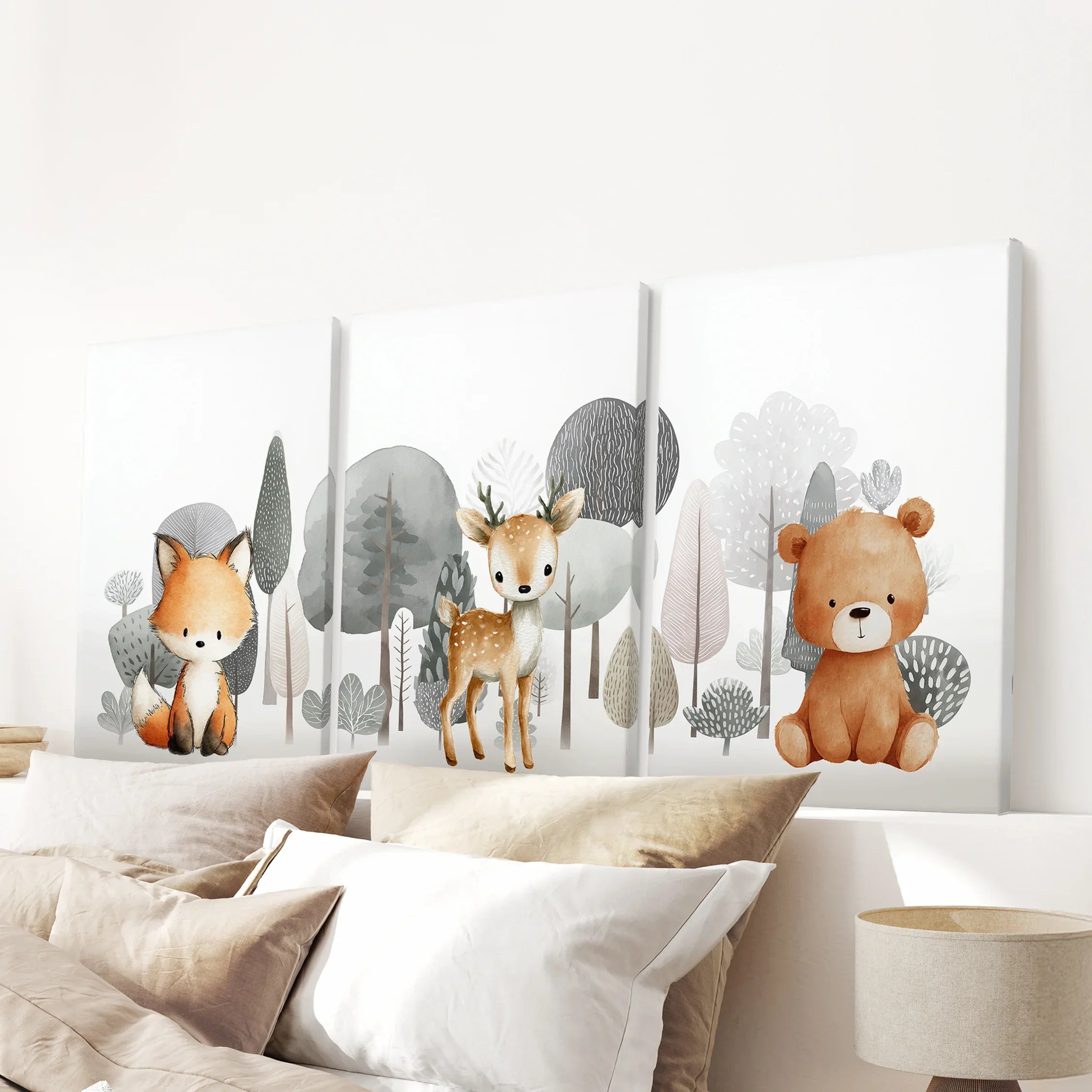 Woodland Animal Nursery Wall Art Set