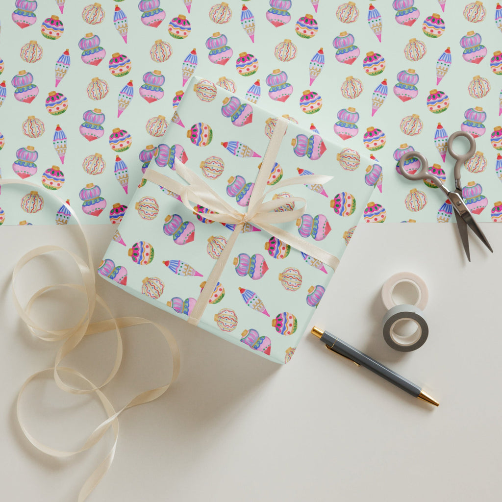 Vintage Christmas Ornaments Wrapping Paper