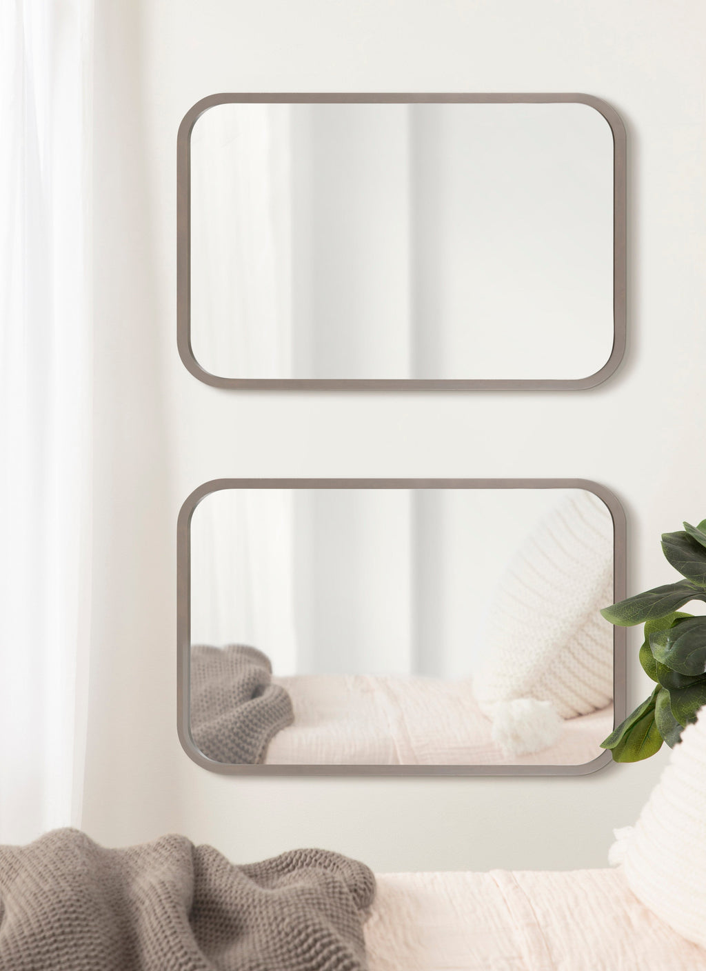 Hutton Wood Framed Radius Rectangle Mirror