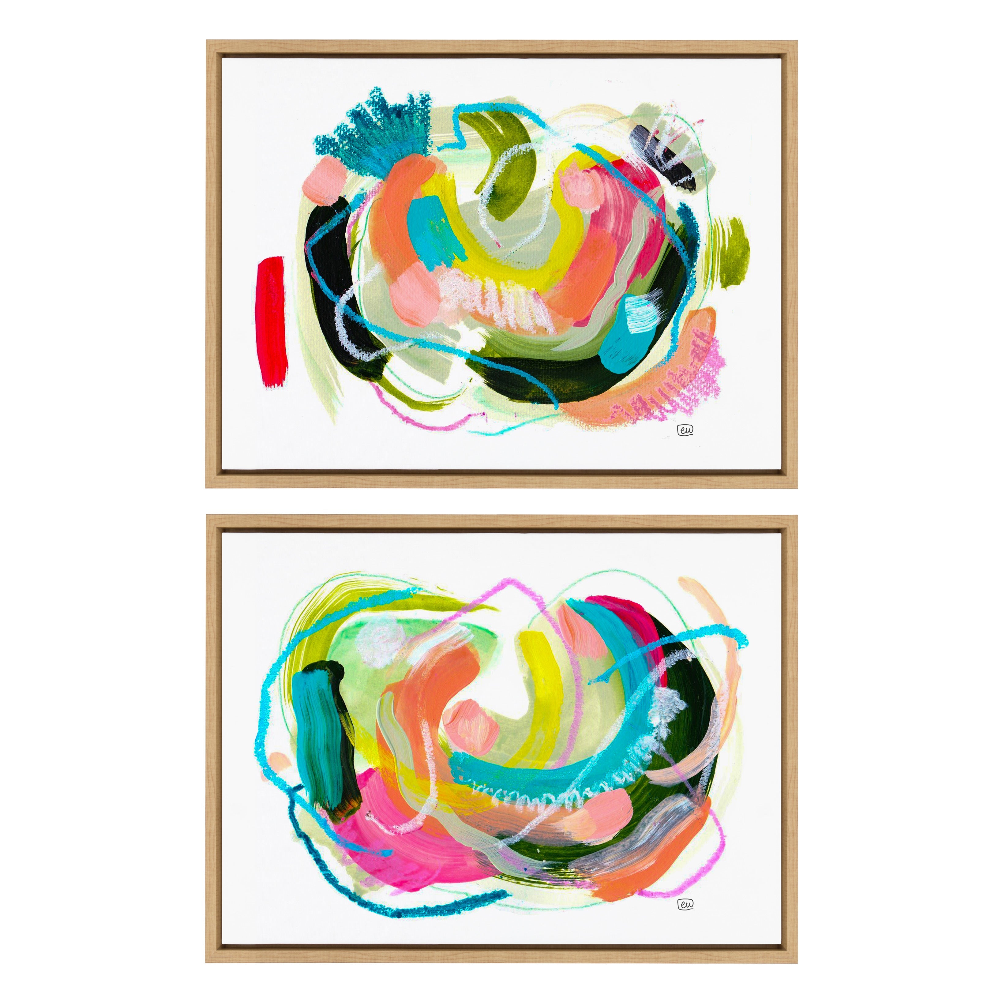 Sylvie Joy No 1 and 2 Framed Canvas Art Set by Erika Wynn
