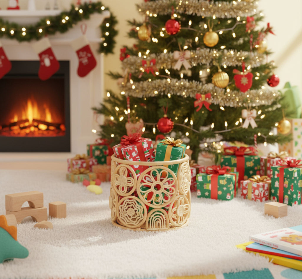 Rainbow Rattan Storage Hamper