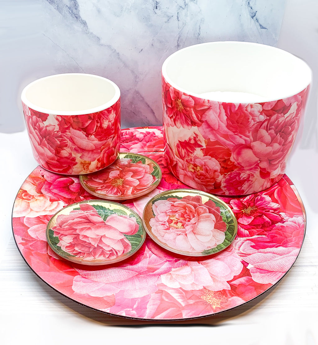 Rose Decoupage Trinket Tray with Gold Leaf