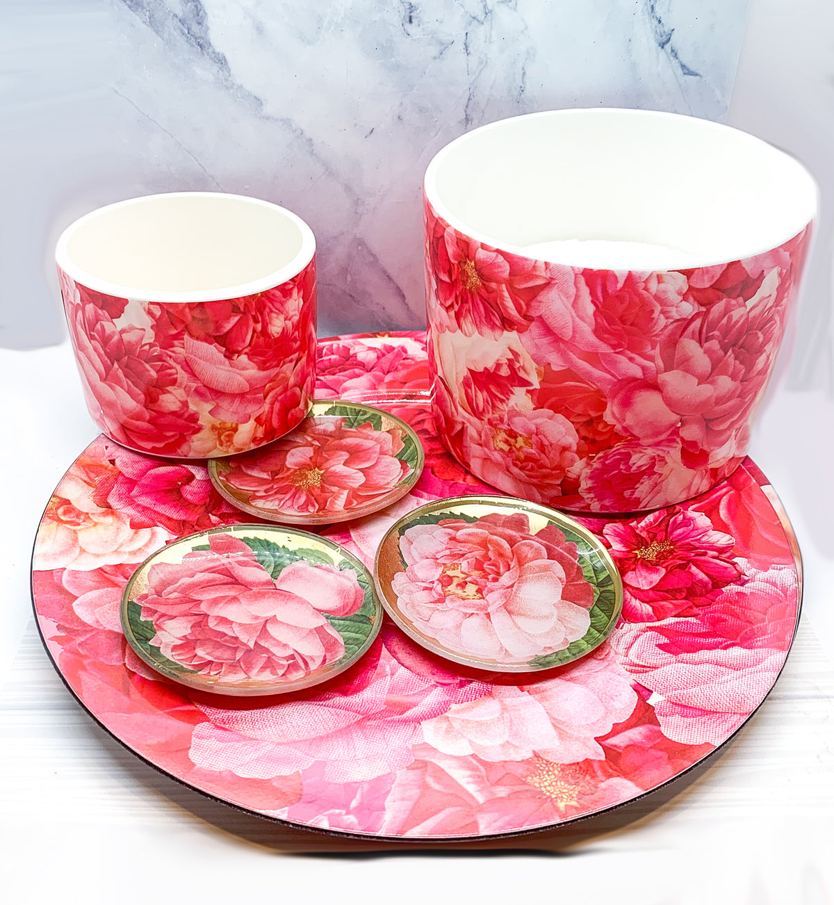 Rose Decoupage Trinket Tray with Gold Leaf