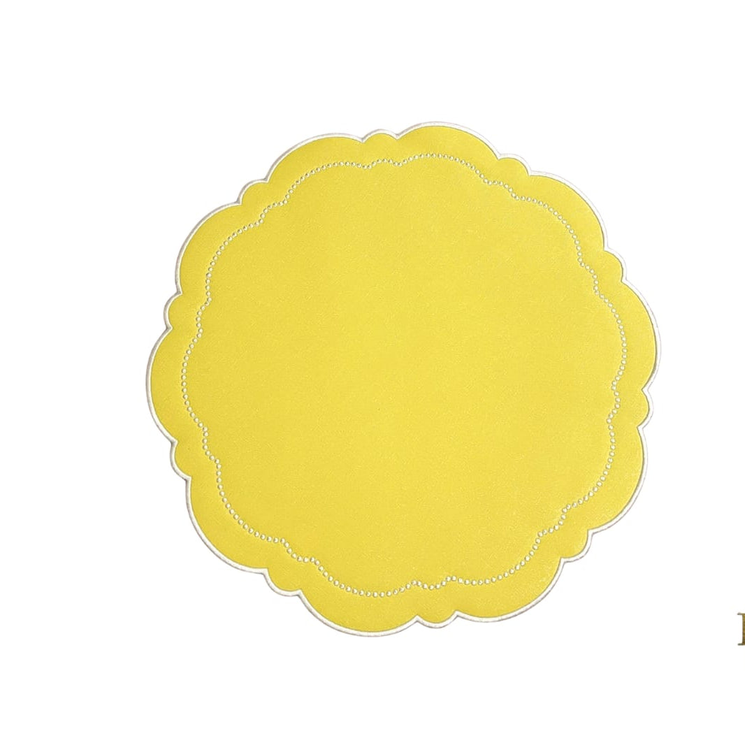 HALO YELLOW ROUND FAUX LEATHER PLACEMAT (Set Of 4)