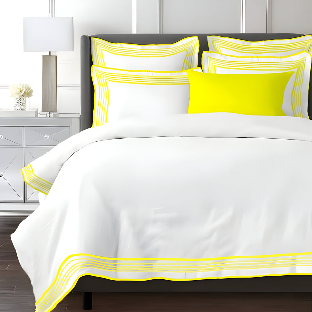 Smart Border 400TC Cotton Embroidery Sateen Solid Duvet Cover Set