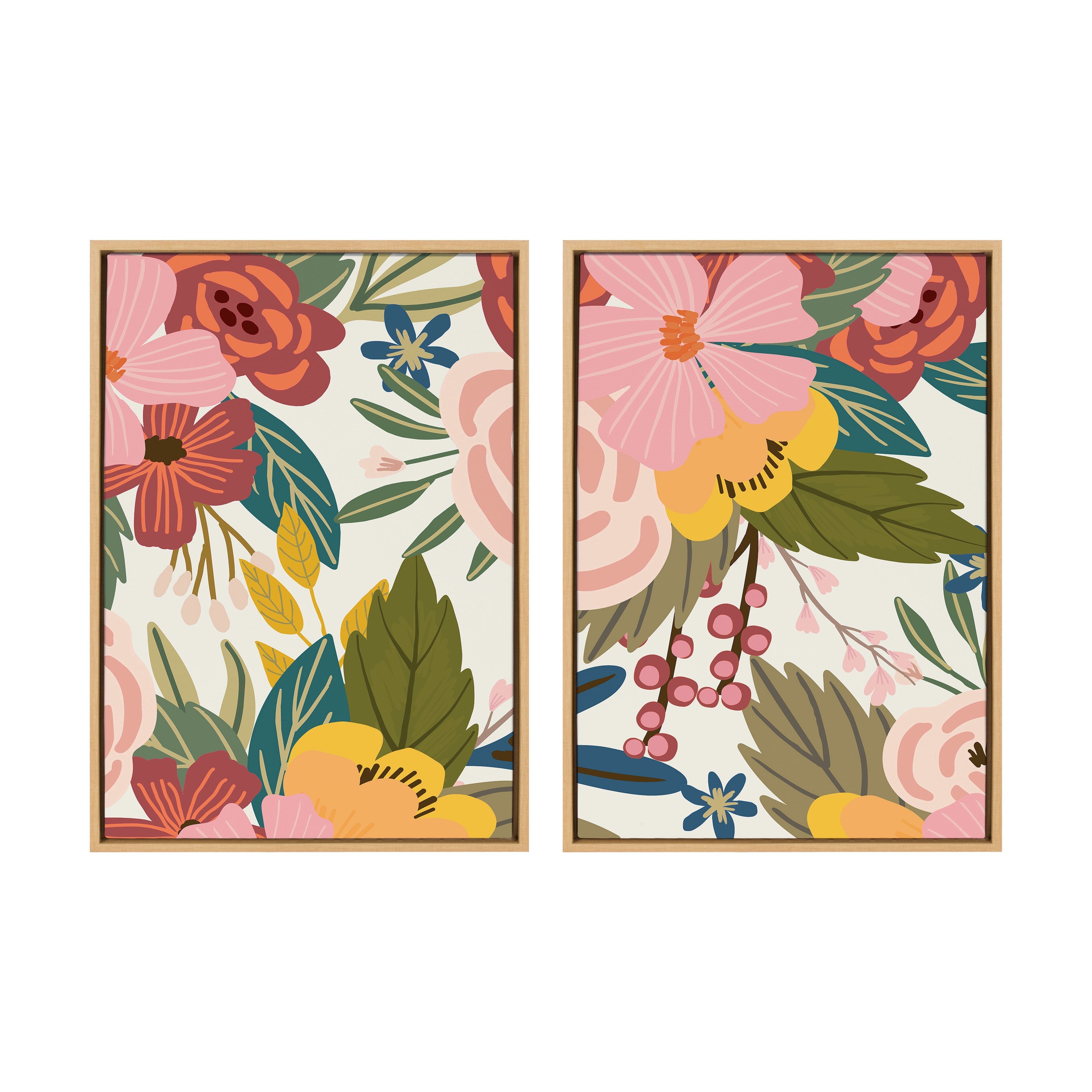 Sylvie Softly 1 and 2 Framed Canvas Art Set by Mia Charro