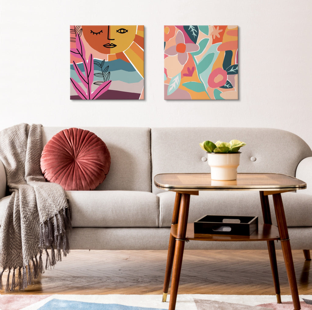 Peace Love Flowers Canvas Wall Art Set by Kate Aurelia Holloway