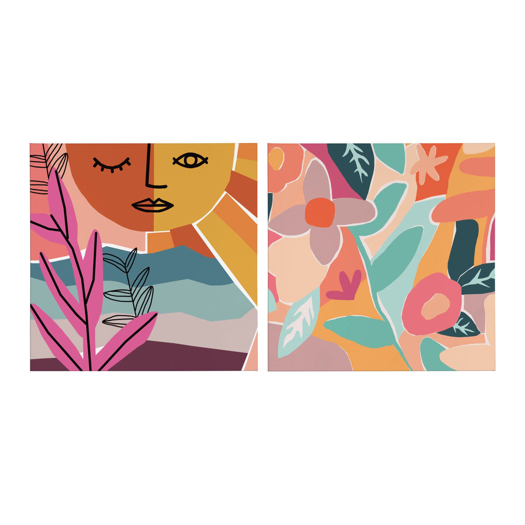 Peace Love Flowers Canvas Wall Art Set by Kate Aurelia Holloway